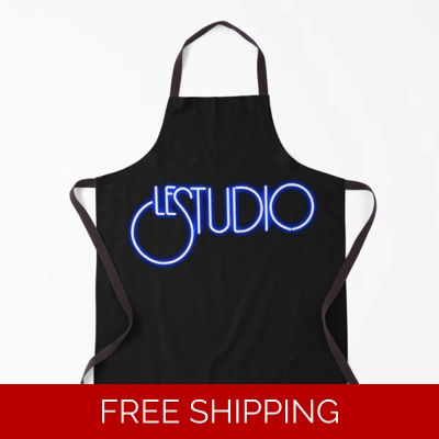 Le Studio Apron A White & Blue Logo